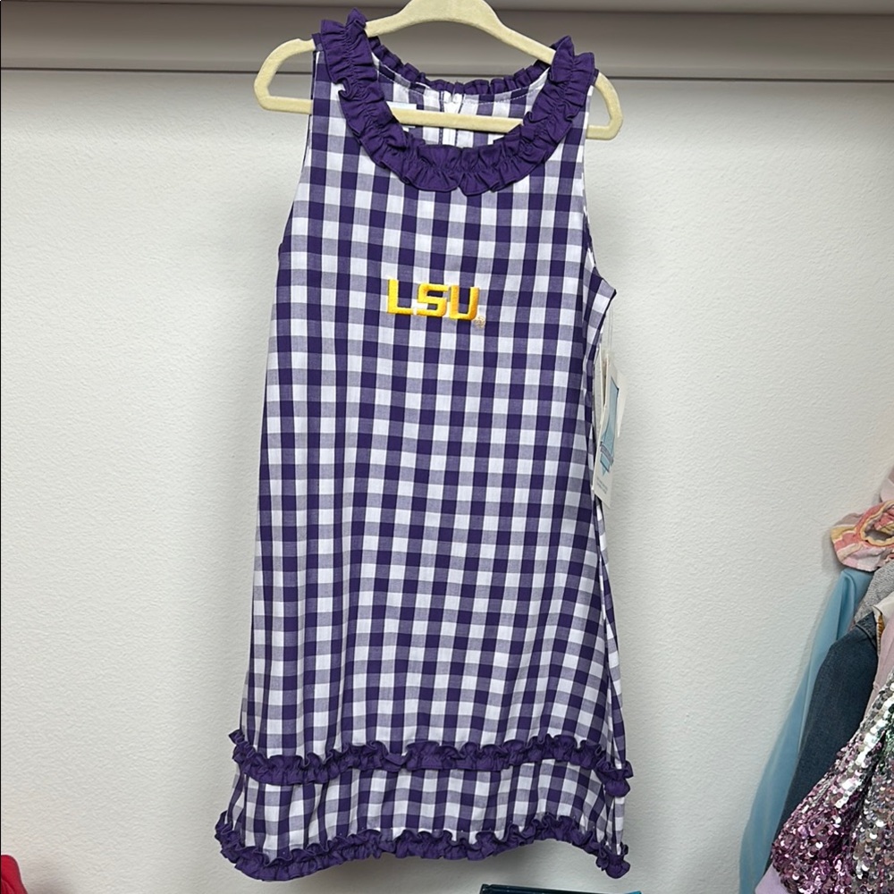 Purple Gingham LSU Dress